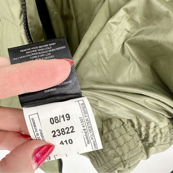 Sam Edelman Water Repellent Faux Fur Trim Puffer Jacket Quilted Green Women's M - Picture 12 of 13